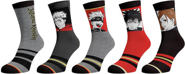 Jujutsu Kaisen Yuji Satoru Megumi Nobara 5 Pack Crew Socks