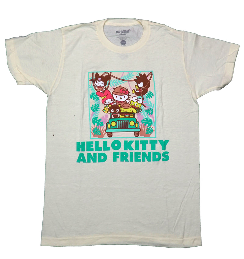 Hello Kitty and Friends Mens T-Shirt - Riding in Jeep Swinging on Vines - Inmyparentsbasement.com