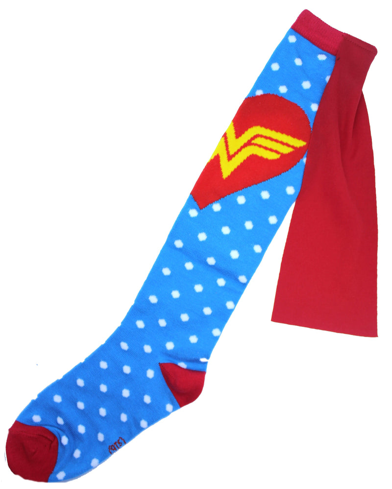 Wonder Woman Caped Knee High Heart Logo Socks