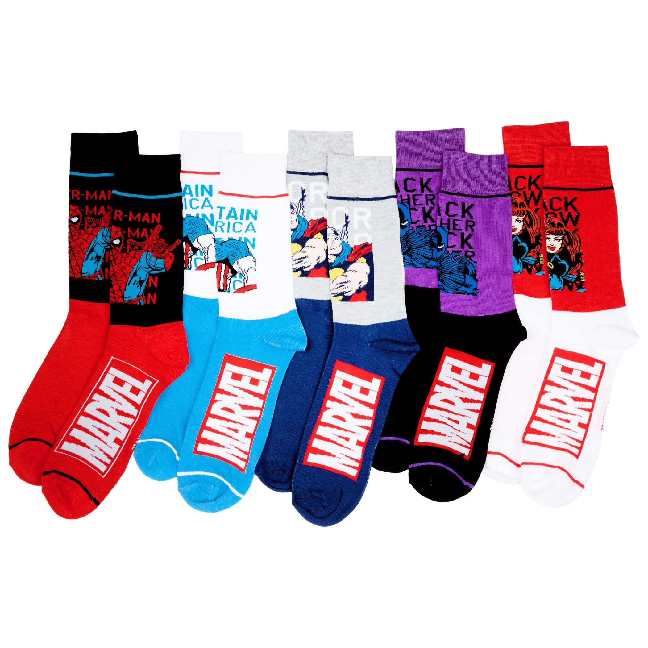 Bioworld Marvel Super Heroes 5-Pair Crew Sock Set