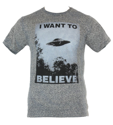 X-Files Mens T-Shirt - I Want To Believe Classic UFO Poster Image