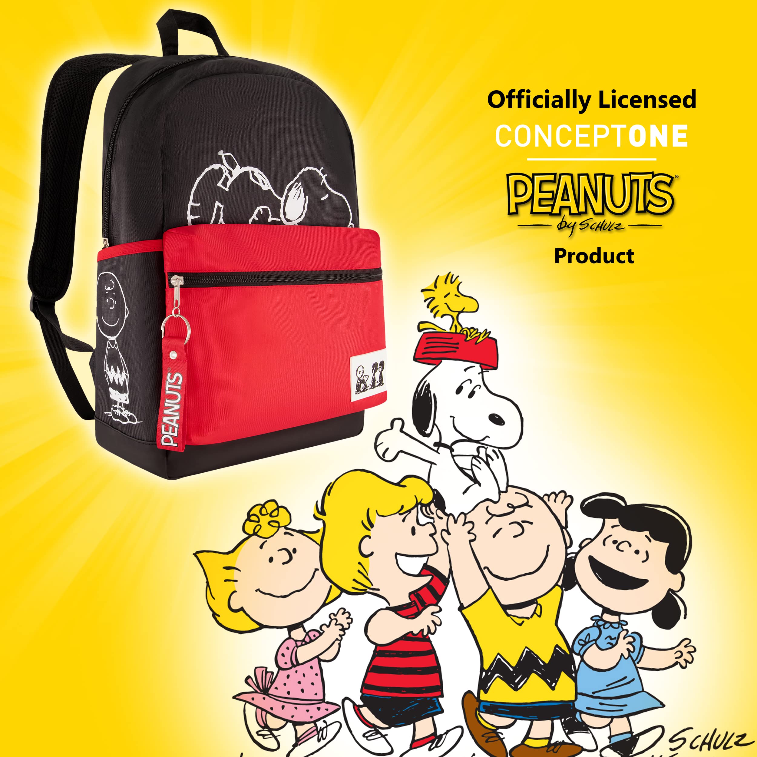 Peanuts 13 Inch Sleeve Backpack, Snoopy, Charlie Brown and Woodstock Padded Computer Bag for Commute or Travel, Multi