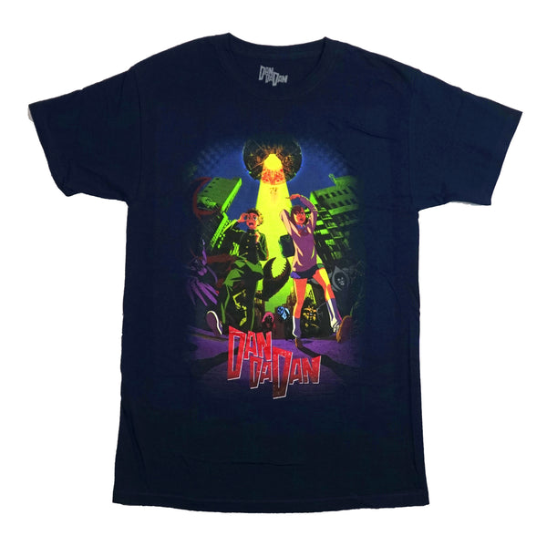 DandaDan Mesn T-Shirt - Okarun & Momo Frightened Under Spaceship