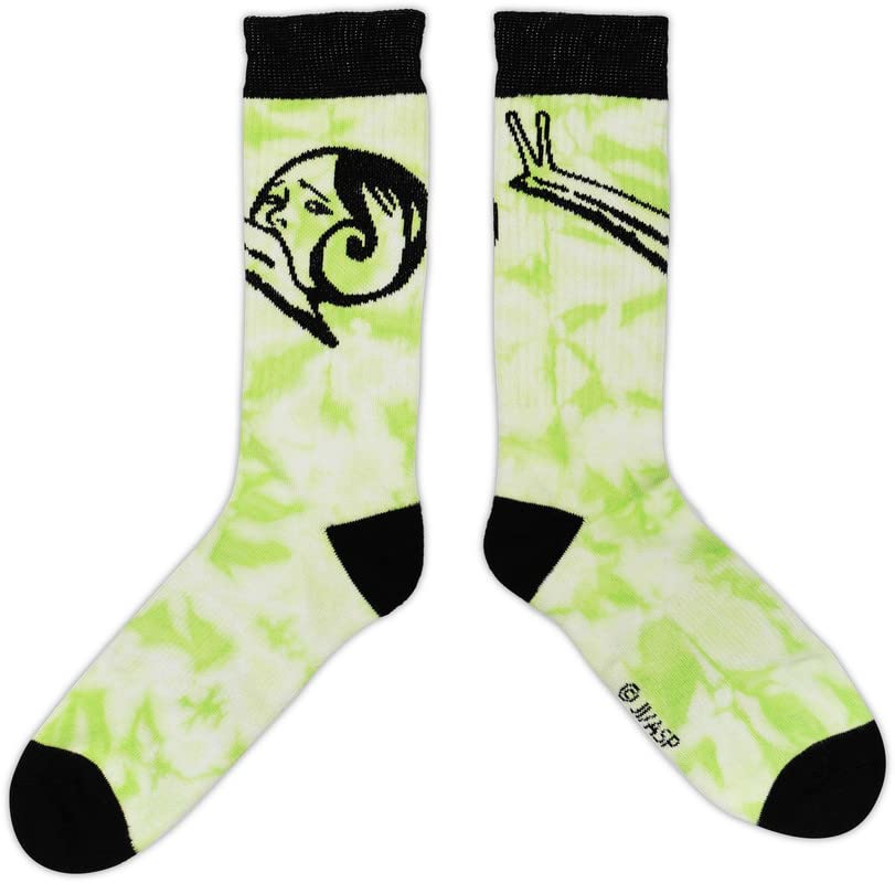 Ripple Junction Junji Ito Adult Horror Tie Dye Crew Socks Slug Girl Green Tie Dye