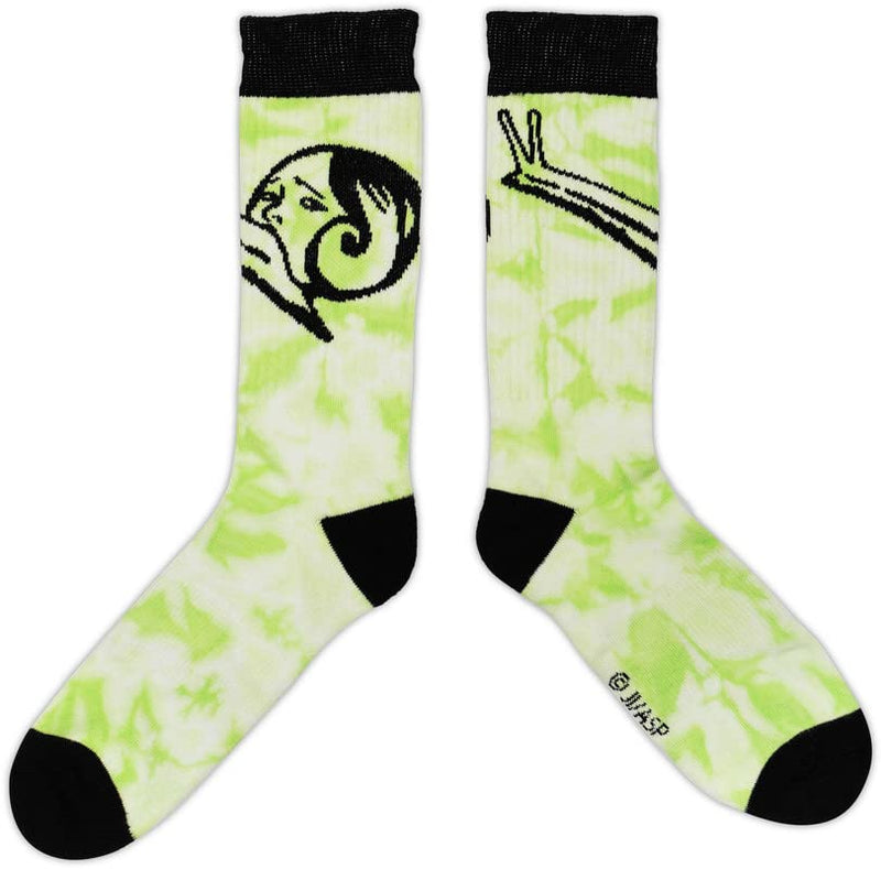 Ripple Junction Junji Ito Adult Tie Dye Crew Socks Slug Girl Green Tie Dye