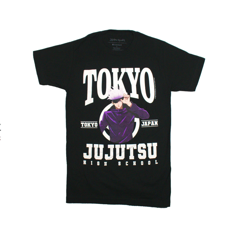 Jujutsu Kaisen Mens T-Shirt - Satoru Gojo Peeking Jujutsu High School