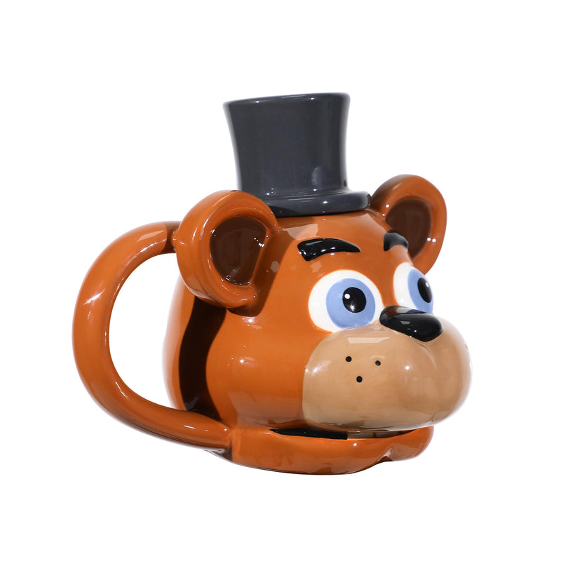 Five Nights At Freddy's Sculpted Freddy Fazbear Ceramic Mug With Hat Lid 23 oz