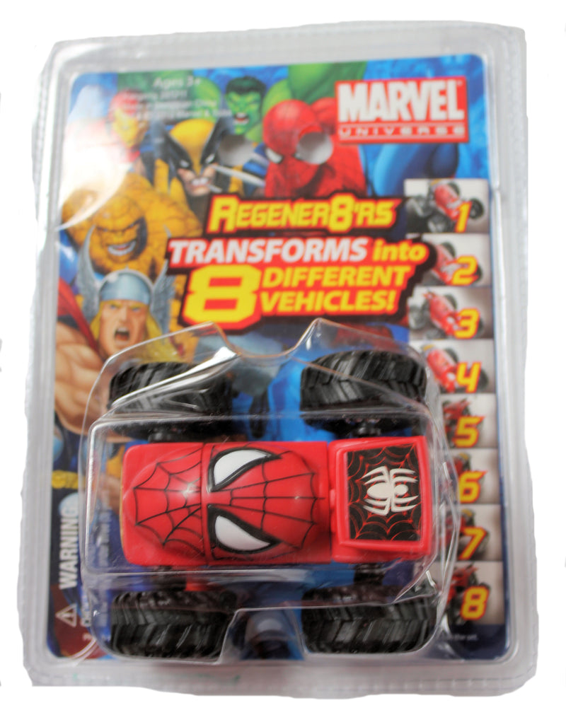 Marvel Universe Transforms  8 Different Trucks Regener8'rs Spider-man Face Truck