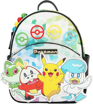 Bioworld Pokemon Sprigatito Fuecoco Pikachu & Quaxly 11.5 Tie-Dye Mini Backpack