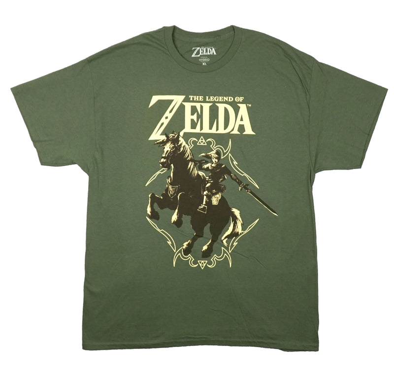 The Legend of Zelda Mens T-Shirt - Link On Epona Under Logo
