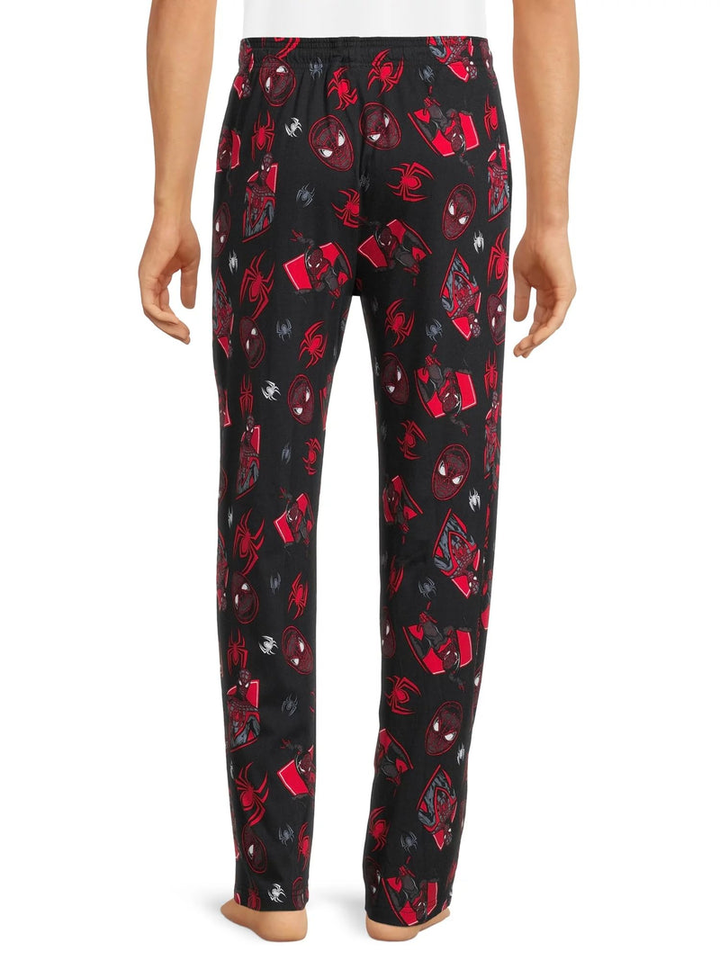 Marvel Spider-Man Men's Miles Morales Mask Allover Print Adult Sleep Bottoms Pajama Pants