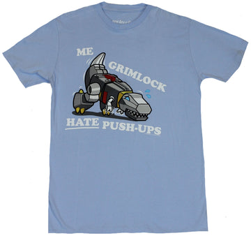 Transformers Mens T-Shirt - "Me Grimlock Hate Push Ups" Cartoon Image