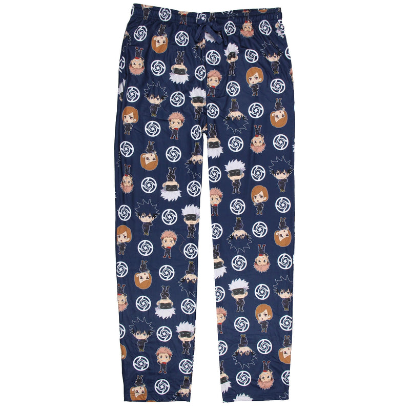 Bioworld Jujutsu Kaisen Men's Chibi Sorcerers School Logo Allover Print Lounge Pajama Pants