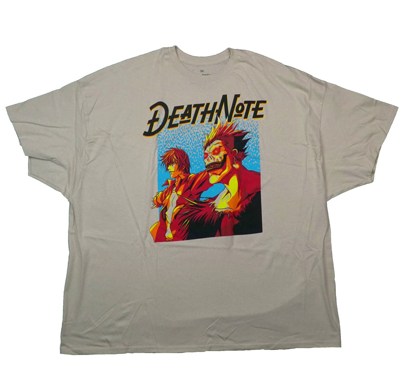 Death Note Mens T-Shirt - Fiery Light and Ryuk In Rainy Background