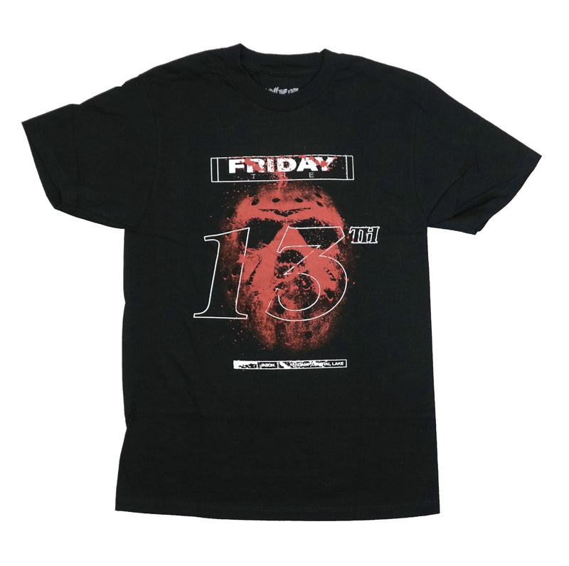 Friday the 13th Mens T-Shirt - Bloody Red Mask Outline 13 Camp Crystal