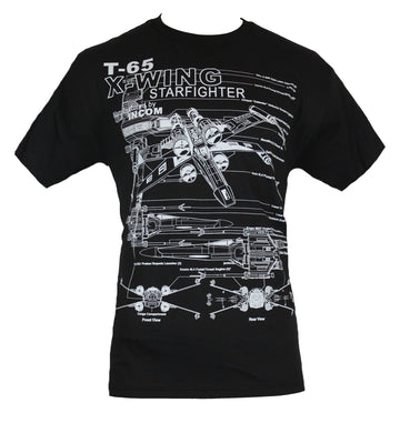 Star Wars Mens T-Shirt - T65 X-Wing Starfighter Schematics Images