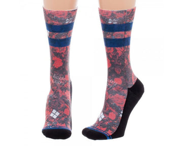 DC Comics Harley Quinn Floral Sublimated Crew Socks