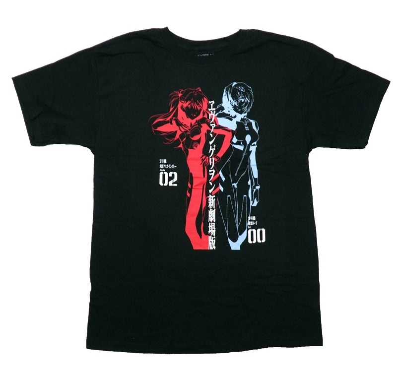 Evangelion Mens T-Shirt - Asuka 02 & Rei 00 Back to Back Image - Inmyparentsbasement.com