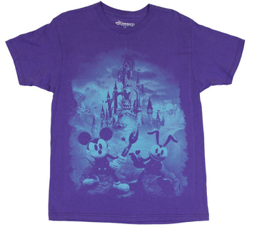 Epic Mickey Mens T-Shirt  - Blue Tinted Epic Mickey Mouse Castle Image