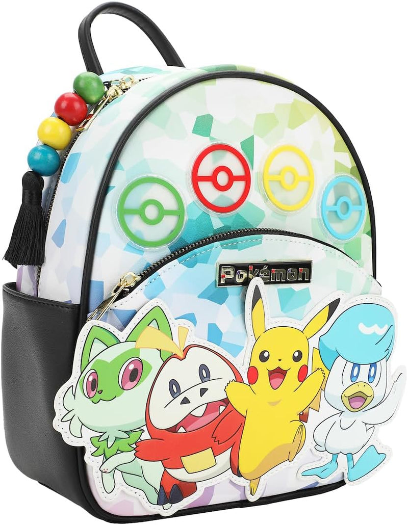 Bioworld Pokemon Sprigatito Fuecoco Pikachu & Quaxly 11.5 Tie-Dye Mini Backpack