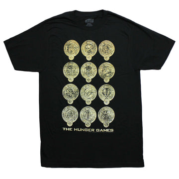 The Hunger Games Mens T-Shirt - Districts 1-12 Goldern Medallions