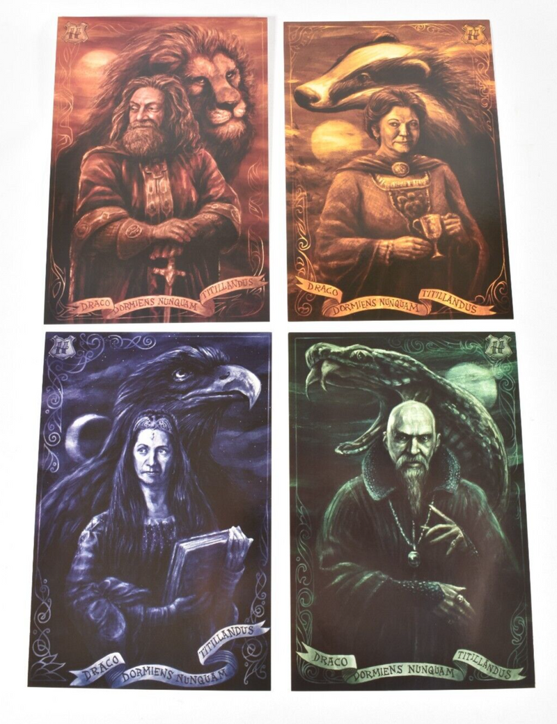 LootCrate Wizarding World Hogwarts Founders Gryffindor Slytherin Print Set 4 6-1/8" x 9" - Inmyparentsbasement.com