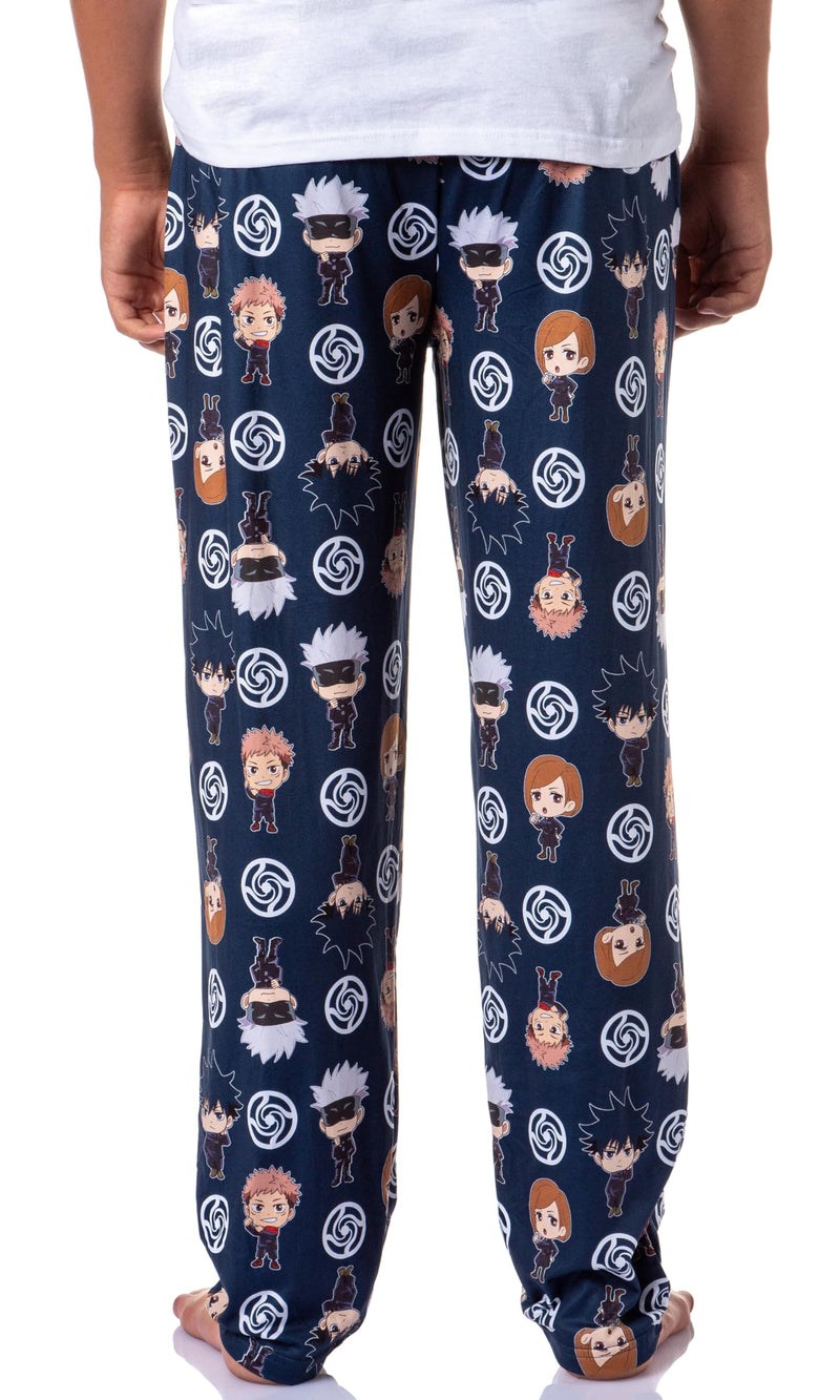 Bioworld Jujutsu Kaisen Men's Chibi Sorcerers School Logo Allover Print Lounge Pajama Pants