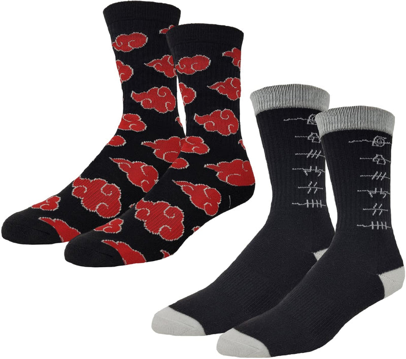Ripple Junction Naruto Shippuden 2 Pack Adult Crew Socks Akashi Clouds