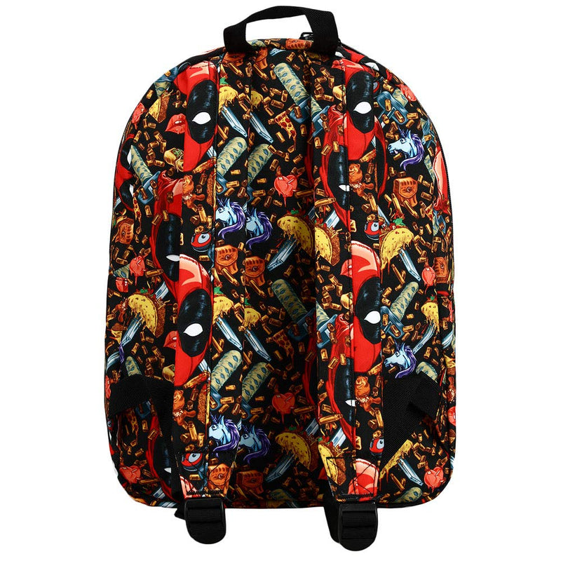 Marvel Comic Book Deadpool Junk Food Collage Tech Backpack