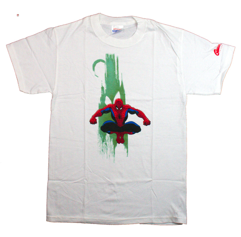 Graphitti Designs Spider-man Green Splash Crouch DEADSTOCK VINTAGE T-SHIRT NOS