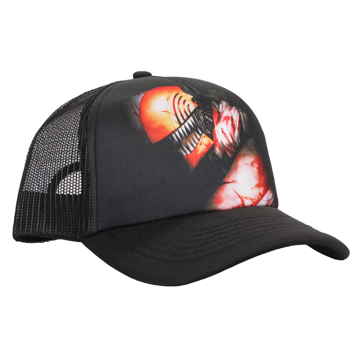 Bioworld Chainsaw Man Logo & Pochita Men's Black Precurve Snapback Hat