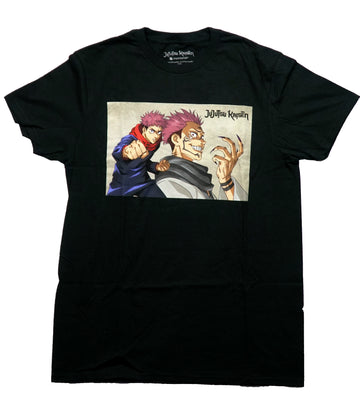 Jujutsu Kaisen Mens T-Shirt - Itadori Punching Beside Demon