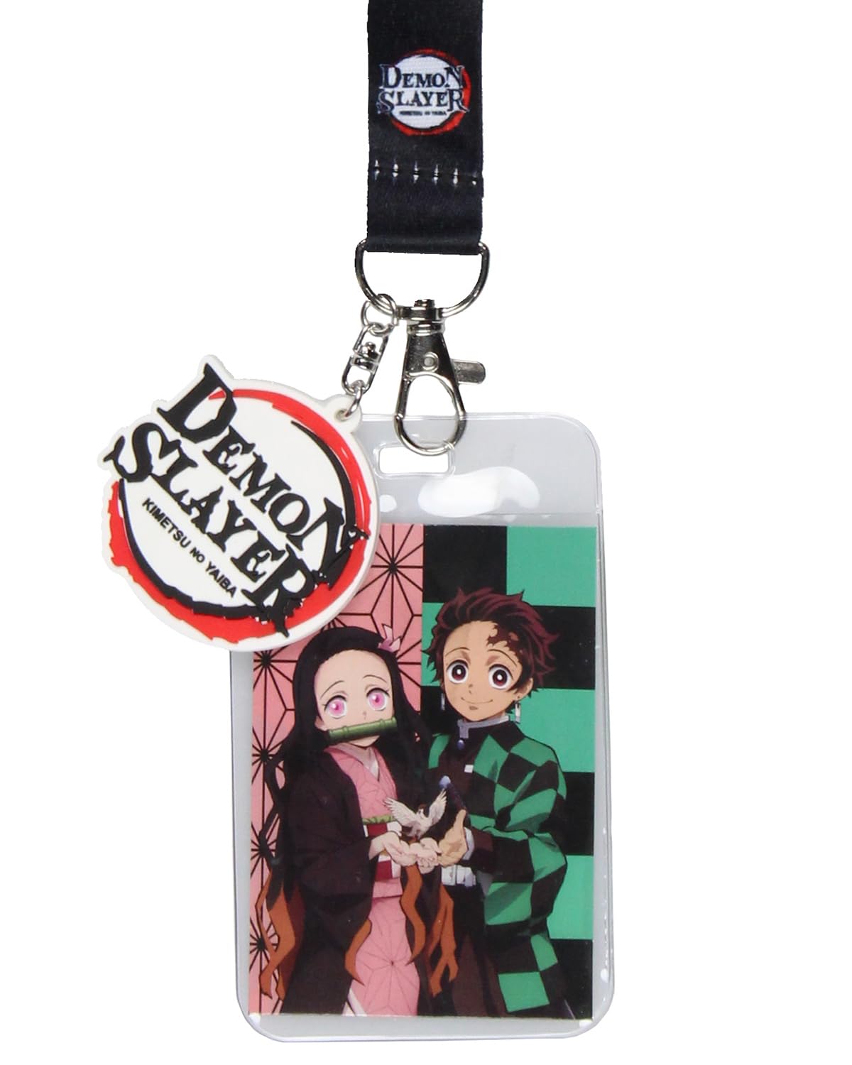 Demon Slayer Lanyard Tanjiro and Nezuko Costume Manga Anime ID Badge Holder Keychain Lanyard w/Large 2" Rubber Pendant