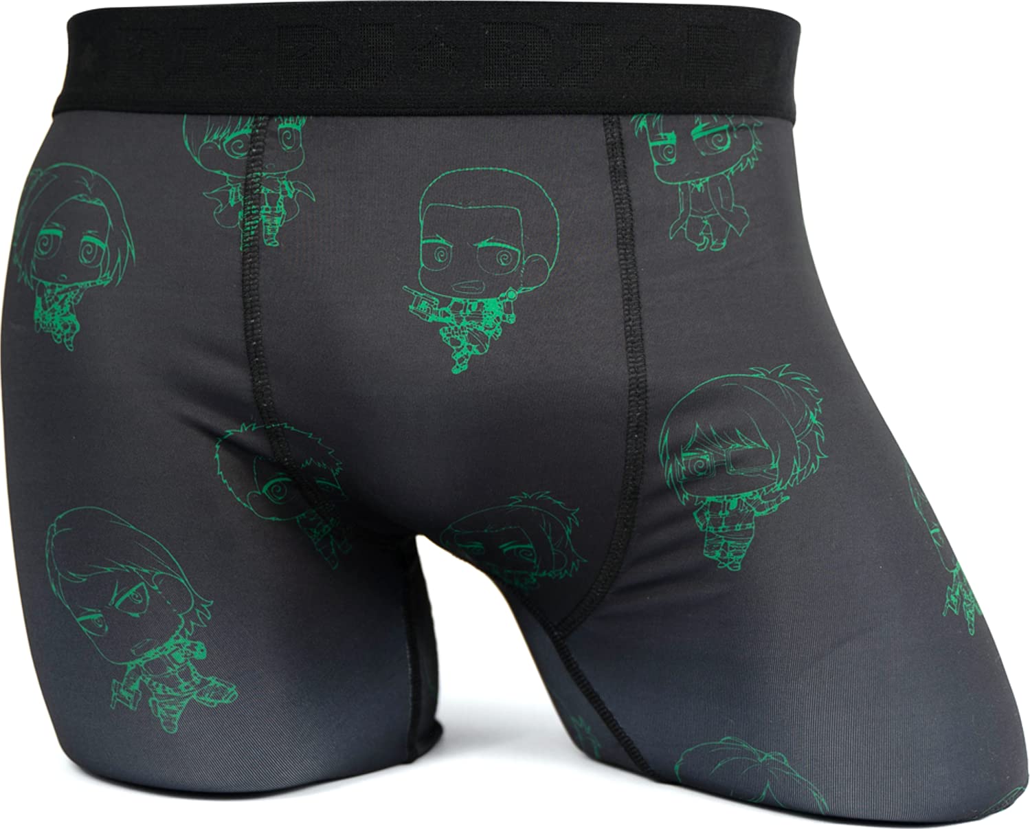 Ripple Junction Attack on Titan Mens Boxer Briefs Green Chibi All Over Print Underwear