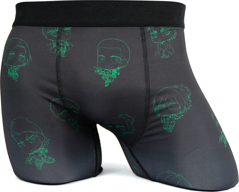 Ripple Junction Attack on Titan Mens Boxer Briefs Green Chibi All Over Print Underwear