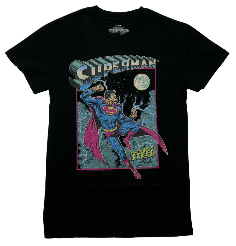 Super-Man Mens T-Shirt- Man of Steel Flying In Night Sky