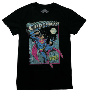 Super-Man Mens T-Shirt- Man of Steel Flying In Night Sky