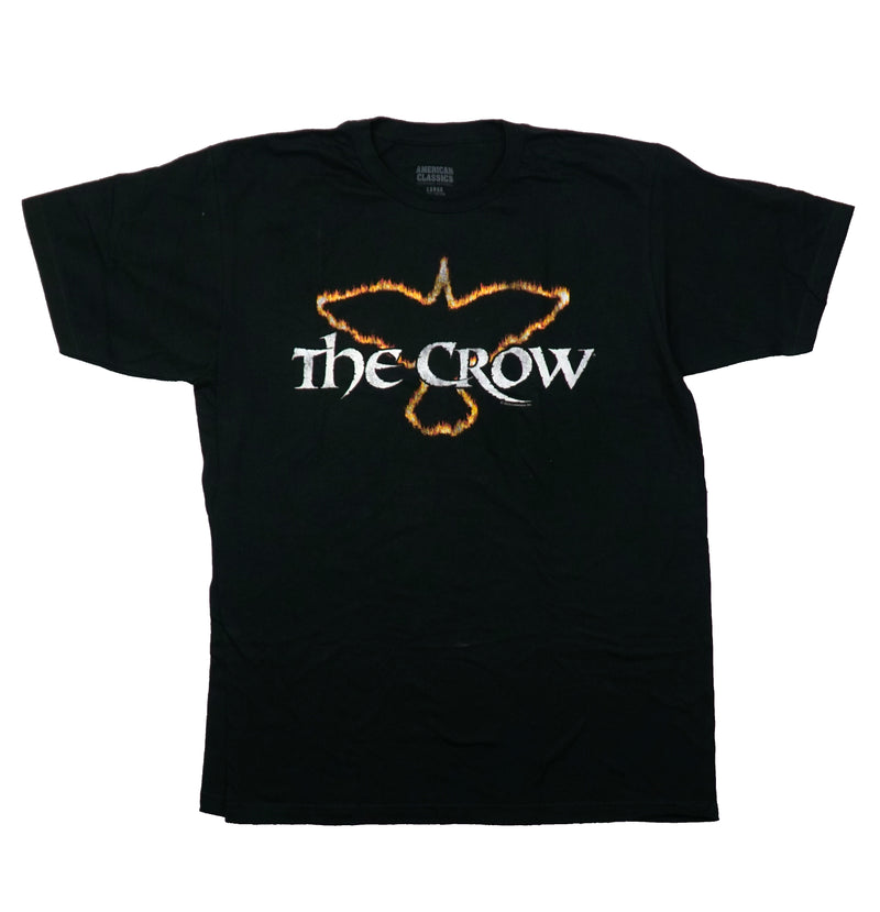 The Crow Mens T-Shirt - Fire Crow Outline Logo over Name