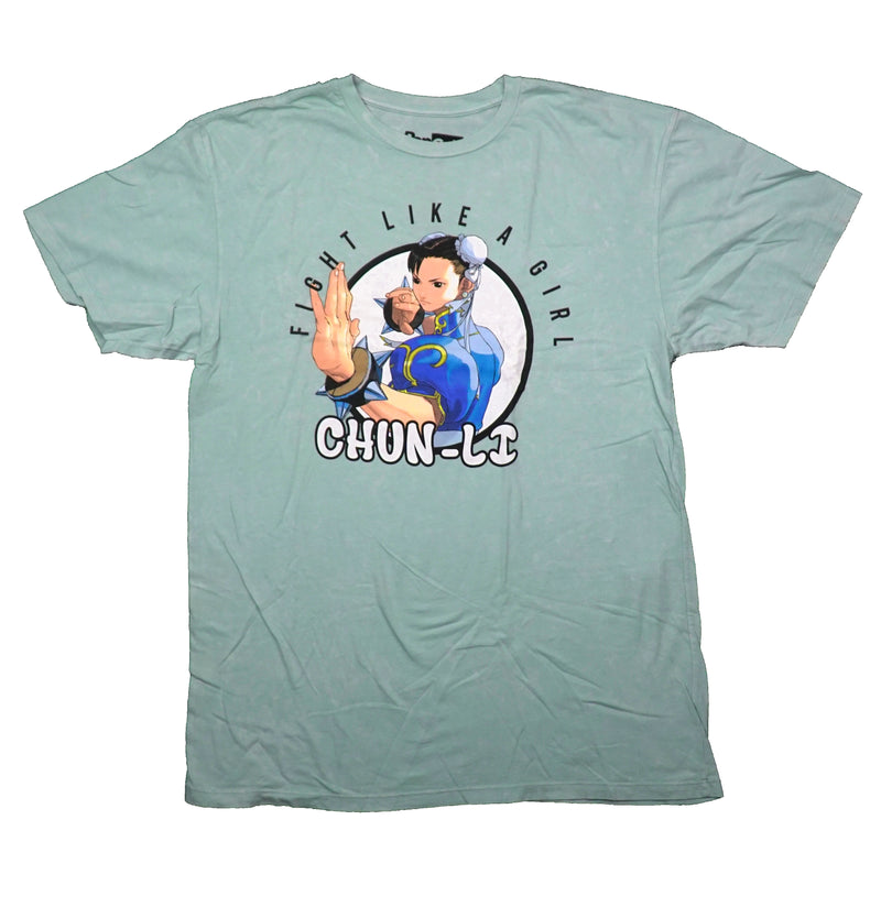 Street Fighter Mens T-Shirt - Chun-Li Fight Like A Girl Stone Wash - Inmyparentsbasement.com