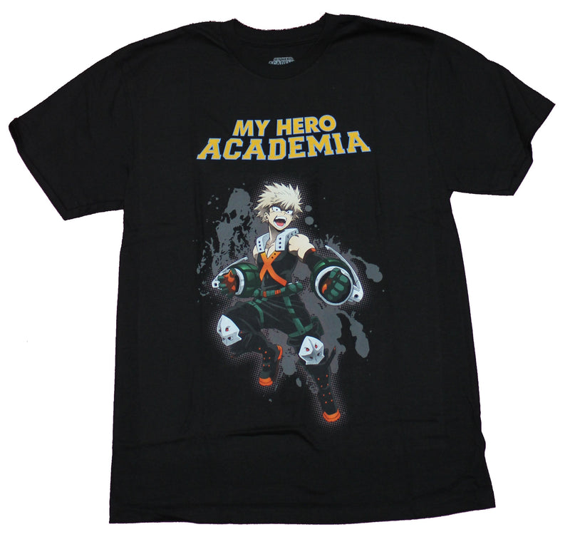 My Hero Academia Mens T-Shirt - Bakugo Action Pose Under Logo