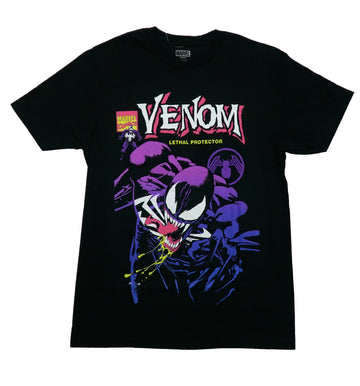 Venom Mens T-Shirt - Purple Shaded Attack Under Name