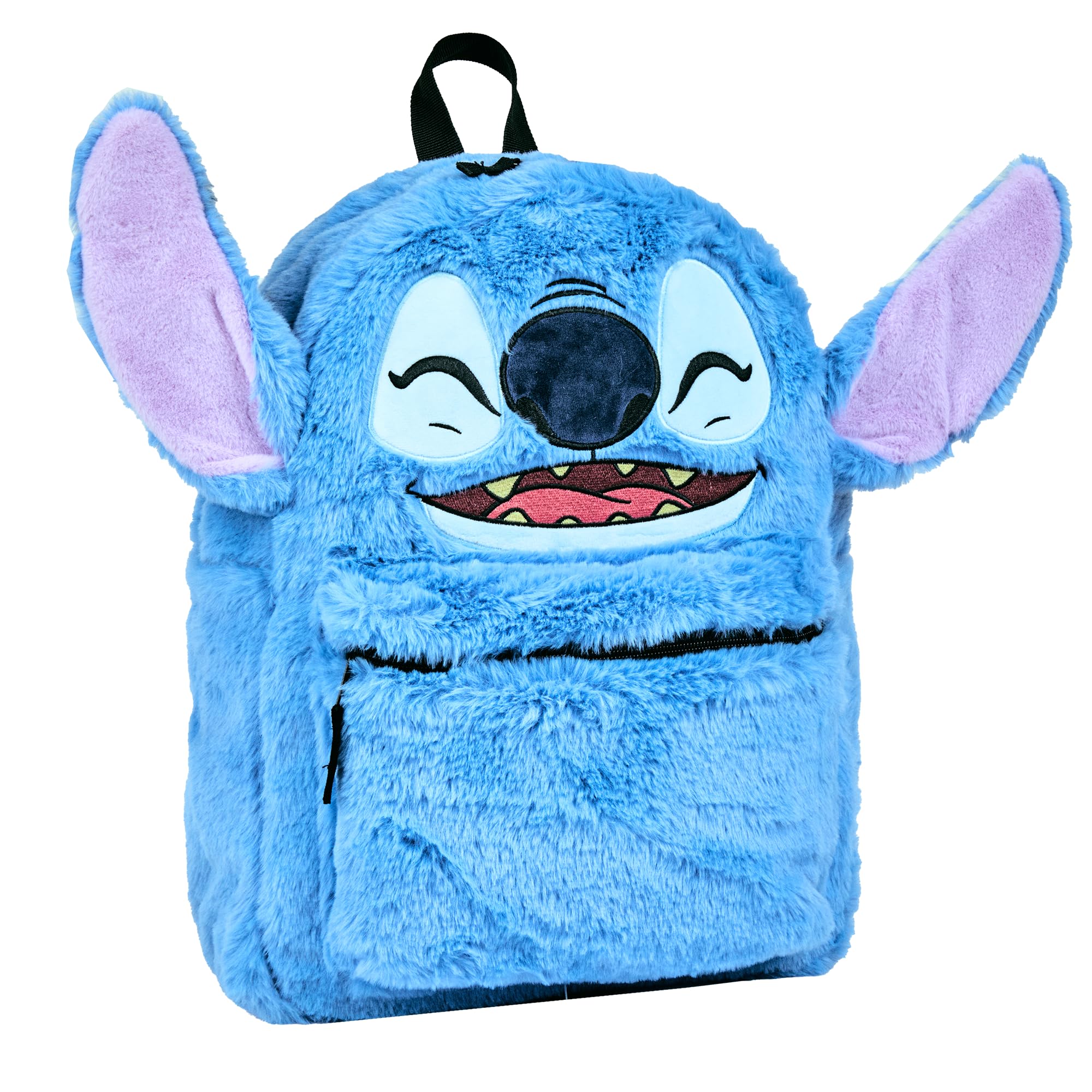 Bioworld Unisex Kids Disney Stitch Plush Character & Tropical Print 16.5" Flip Pak Reversible Backpack (Little Kid/Big Kid) Aop One-Size