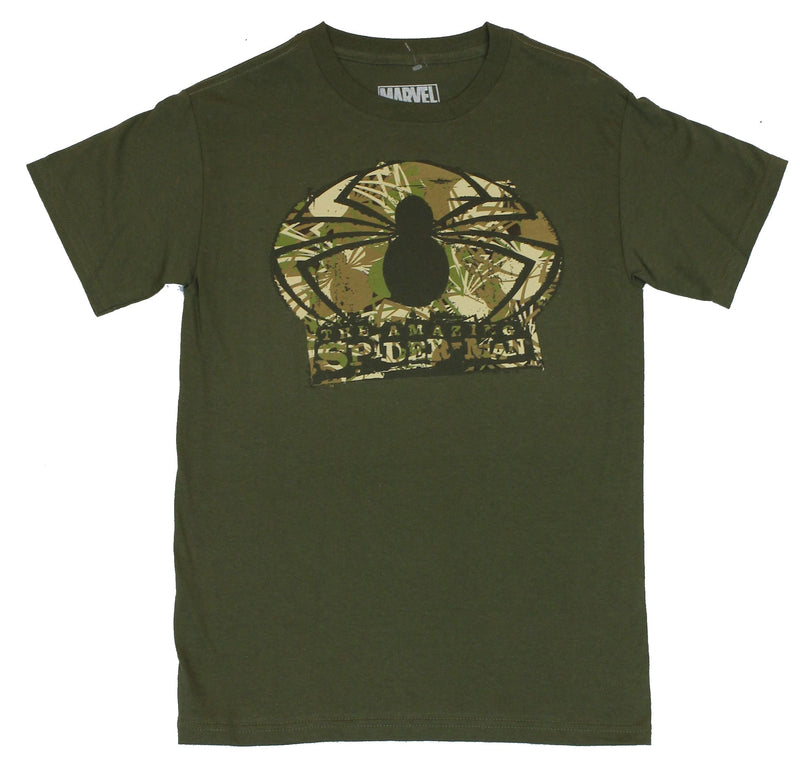 Spider-Man (Marvel Comics) Mens T-Shirt - Amazing Camo Green Logo