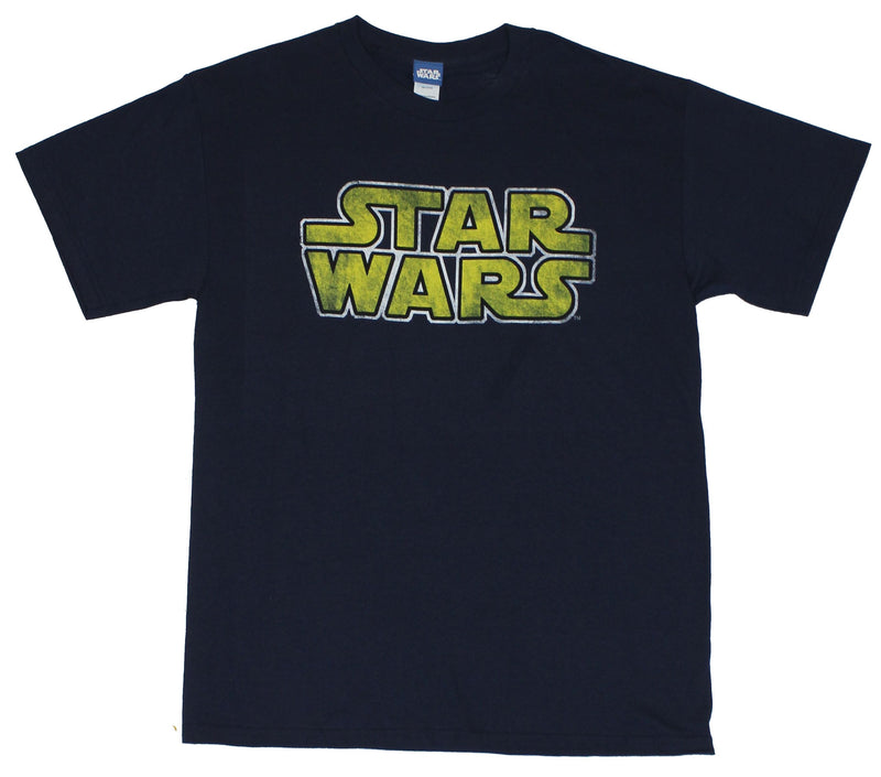 Star Wars Mens T-Shirt  - Distressed Star Wars Yellow Word Logo