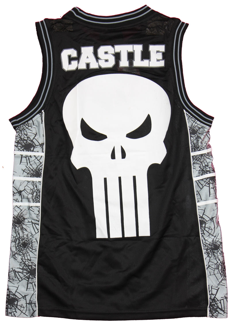 The Punisher Marvel Mens Mesh Jersey - Frank Castle Skull Image Back