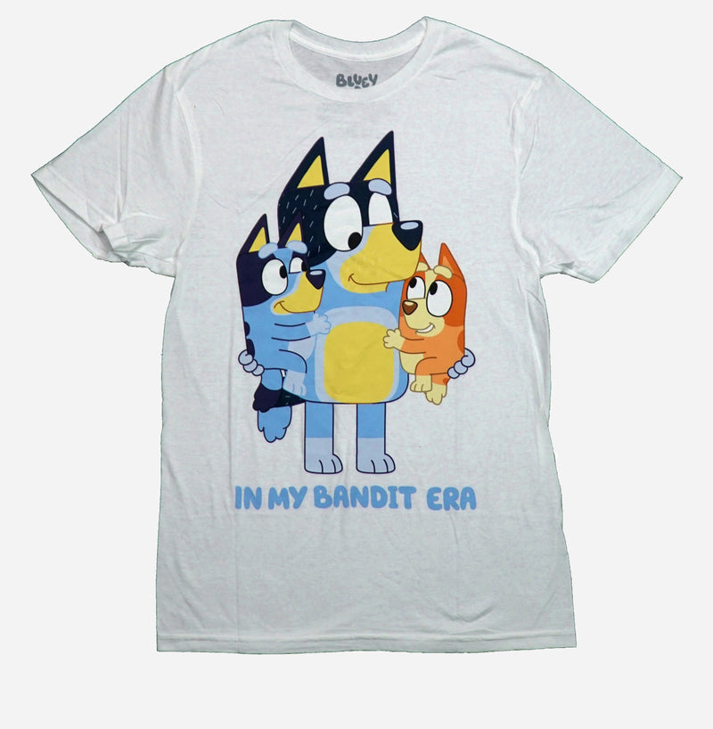 Bluey Mens T-Shirt -  In My Bandit Era Bingo Trio Image - Inmyparentsbasement.com