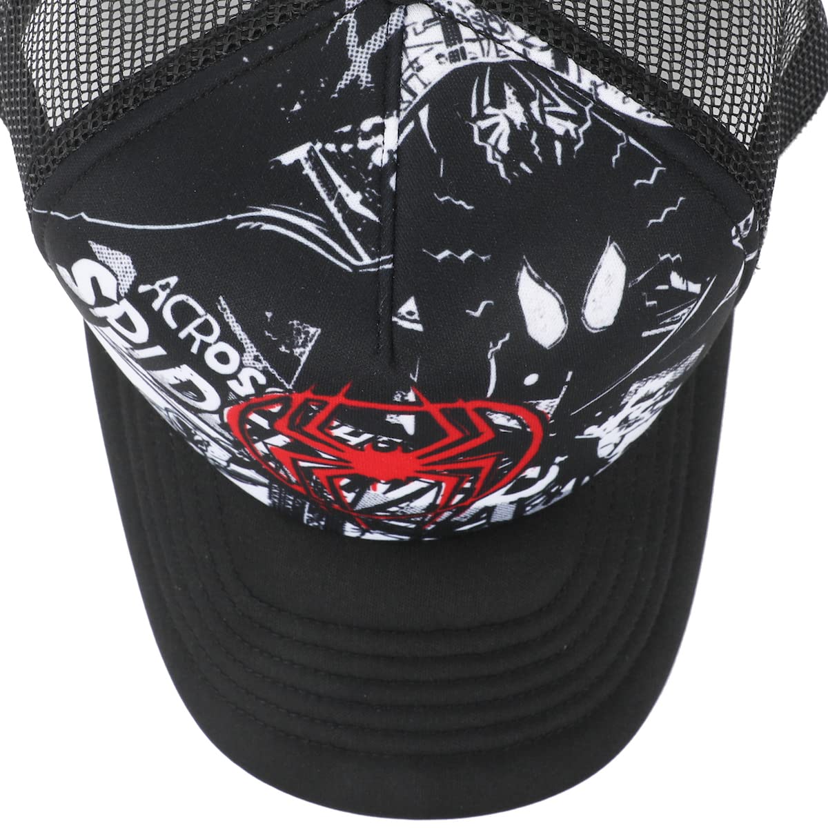 Spider-Man: Across The Spider-Verse Miles Morales Spider Logo with Black-and-White Background Adjustable Trucker Hat