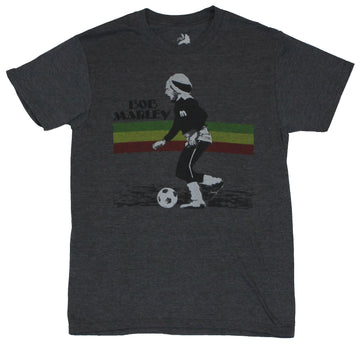 Bob Marley Mens T-Shirt  -  Distressed Soccer Playing Marley Image