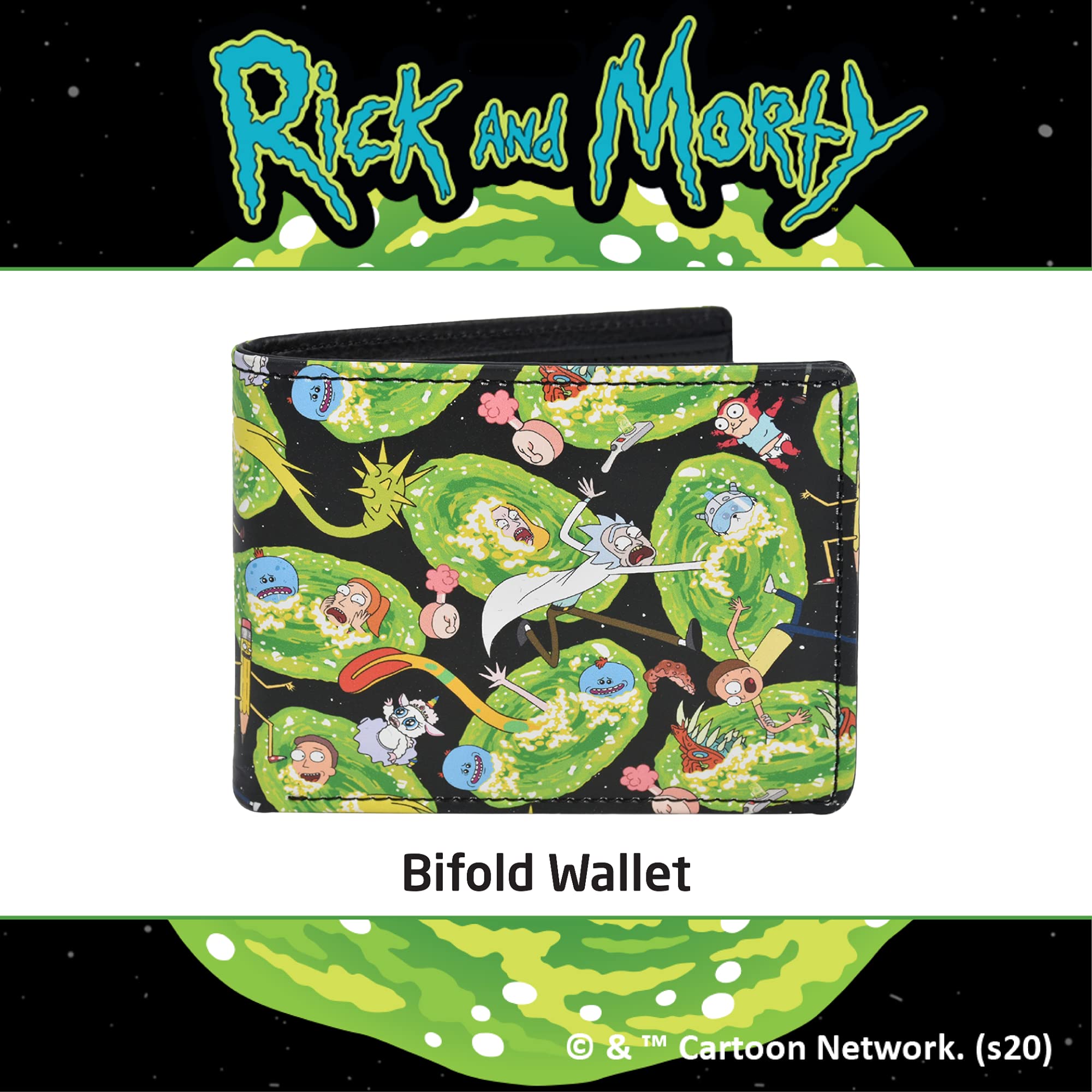 Adult Swim's Rick and Morty Bifold Wallet in a Decorative Tin Case, Multi