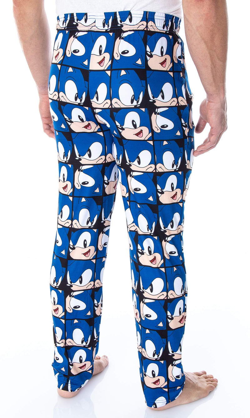 Sonic The Hedgehog Men's Video Game Character Face Pattern Sleep Lounge Pajama Pants
